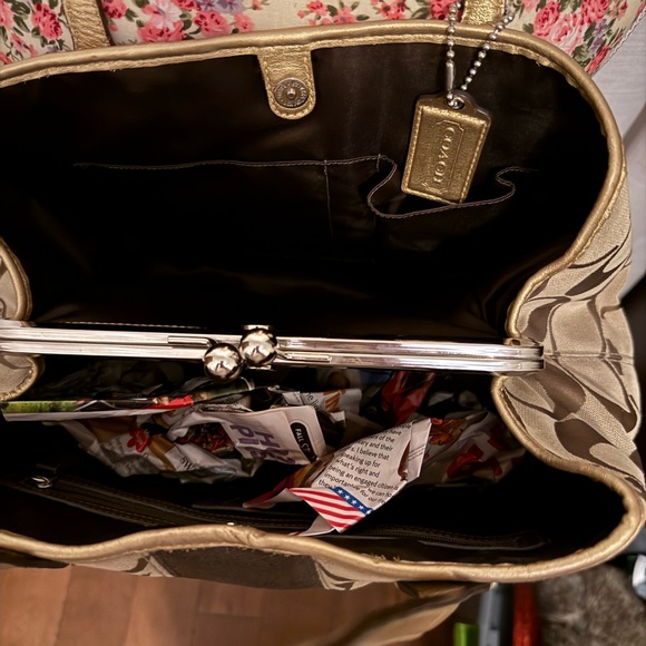 Coach Brown and Gold Tote with Interlocking C Logo - Picture 2 of 6